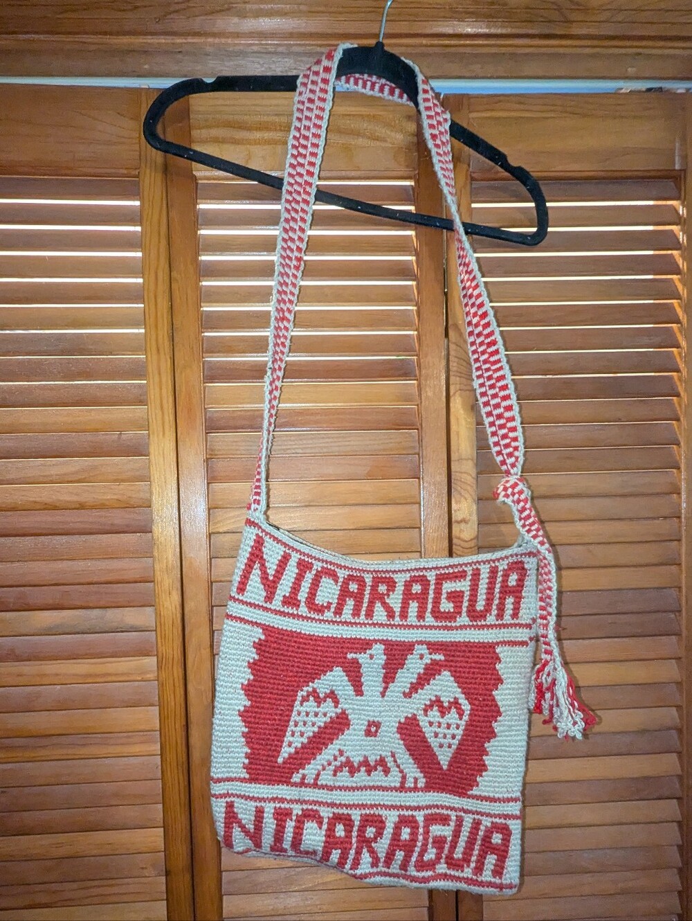 Vintage Nicaragua Cross Body Bag Red Tan Color